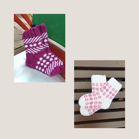 5 x kirjoneulesukat lapsille, neuleohje