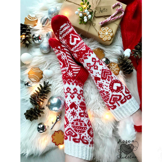 Aatto-kirjoneulesukat, neuleohje