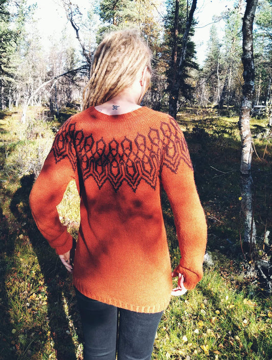 Buckthorn twist-neulepusero, neuleohje