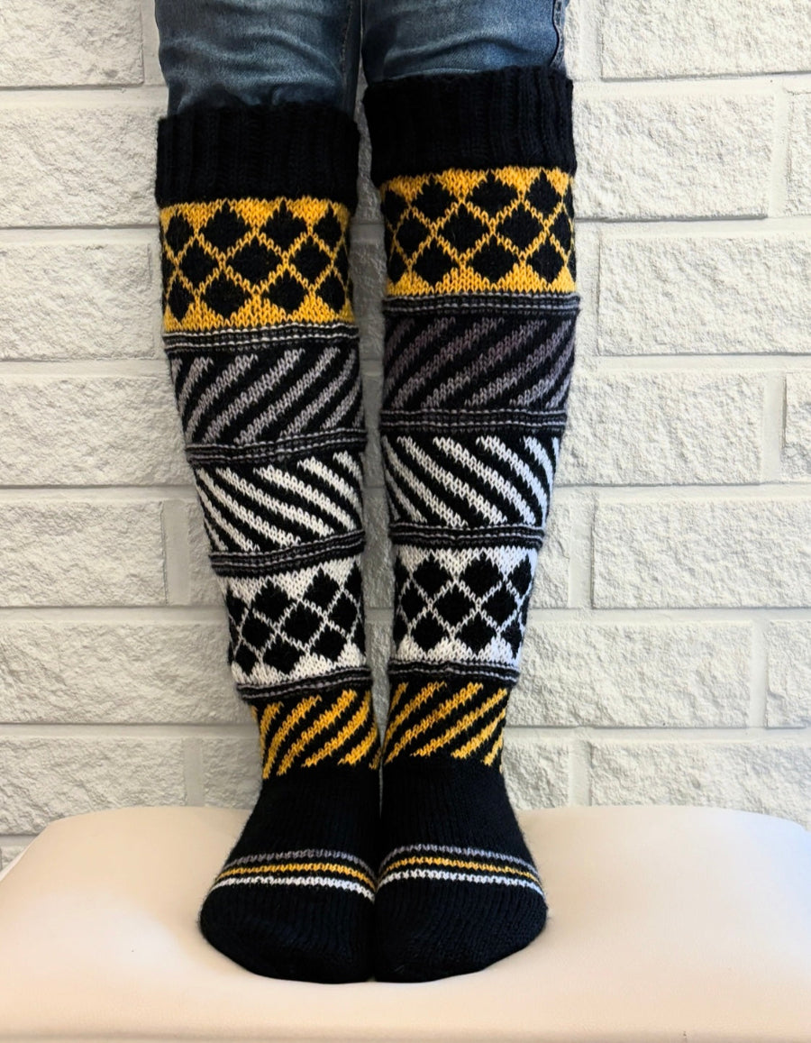 SitruunaSalmiakki-kirjoneulesukat, neuleohje