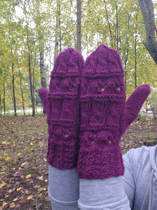 Intiaanikesä-lapaset, neuleohje