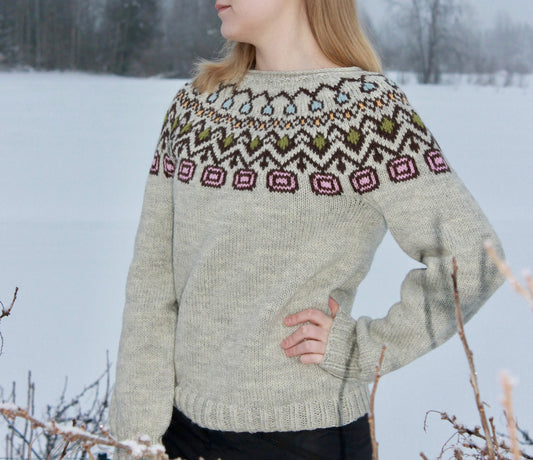 Korukivet-kaarrokeneule, neuleohje