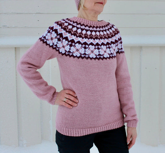 Kukkiva rakkaus-kaarrokeneule, neuleohje