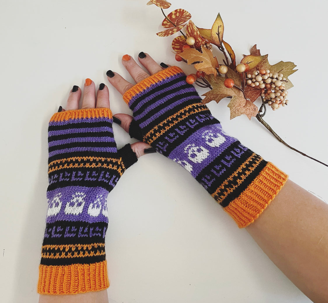Halloween-kämmekkäät, neuleohje