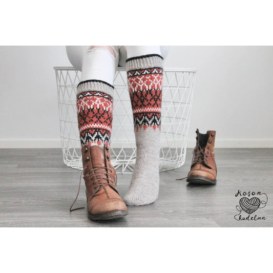 Lapin kesä-kirjoneulesukat, neuleohje