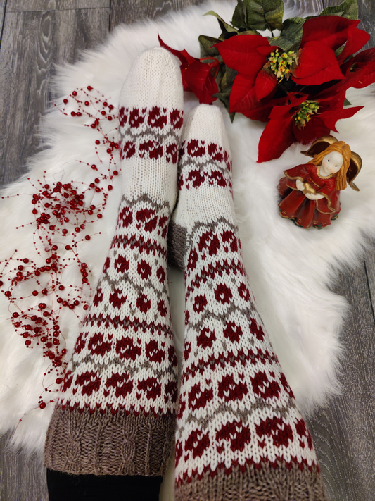 Lumimarja-villasukat, neuleohje