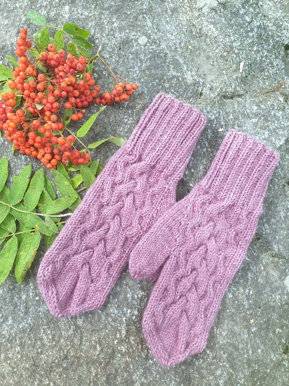 Omalla polulla-palmikkolapaset, neuleohje