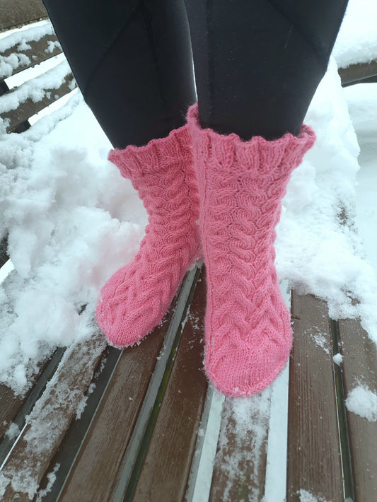 Rosie-palmikkosukat, neuleohje