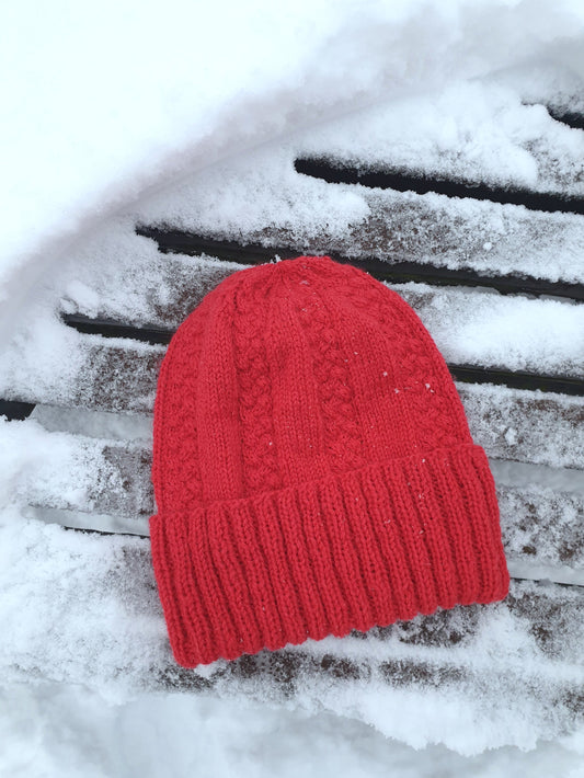 Ruusunnuppu-palmikkopipo, neuleohje