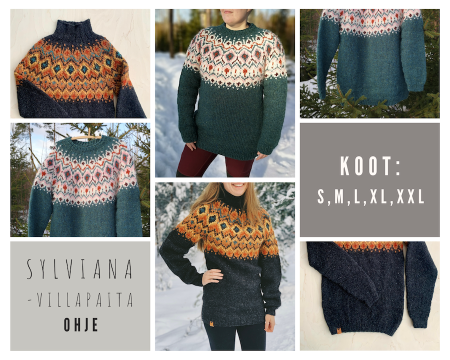 Sylviana-villapaita, neuleohje