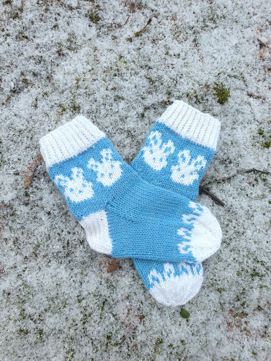 Talvipupu-sukat lapselle & aikuiselle, neuleohjesetti