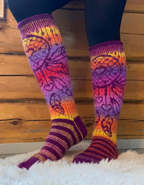 Happy Hippies-kirjoneulesukat, neuleohje