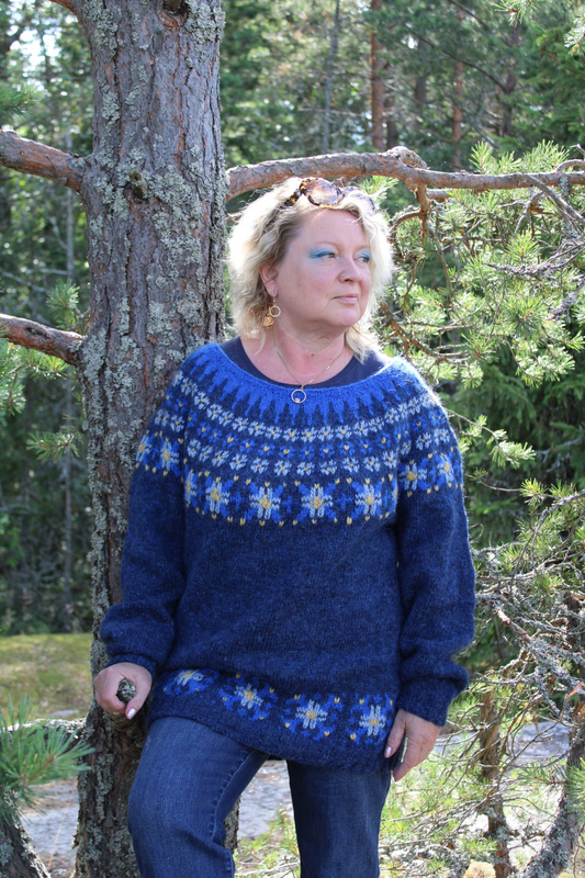 Kukka Tenolle-kaarrokeneule, neuleohje