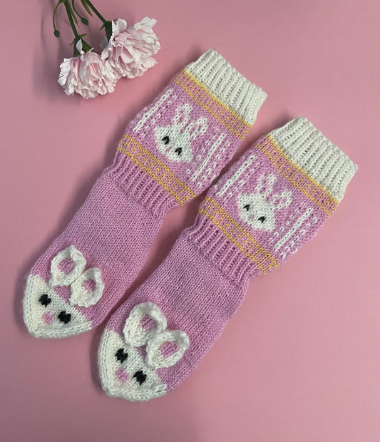 Bunnies-villasukat, neuleohje