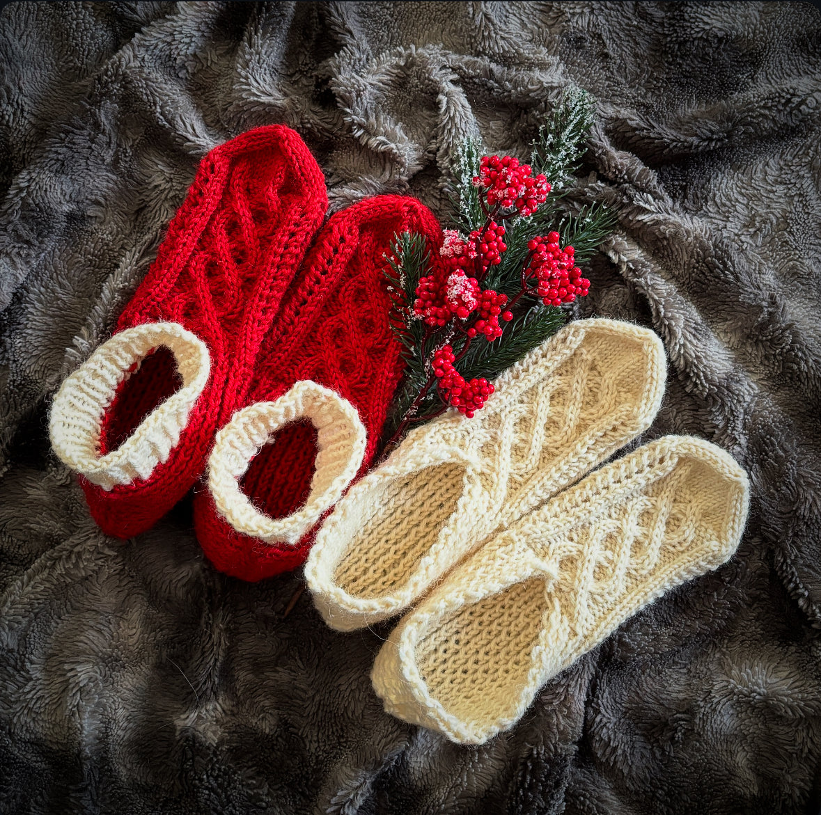 Aattoaamuna-tossut, neuleohje