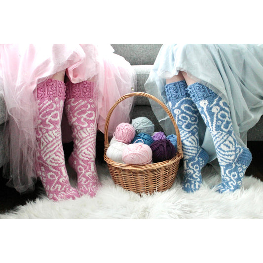 Lumoava lanka-kirjoneulesukat, neuleohje