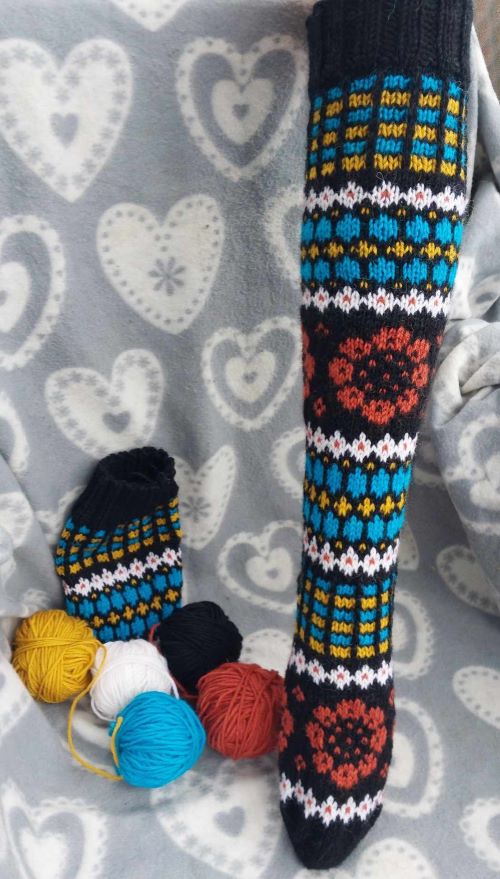 So Retro-villasukat, neuleohje