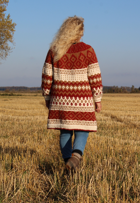 Syysmuisto-villatakki, neuleohje