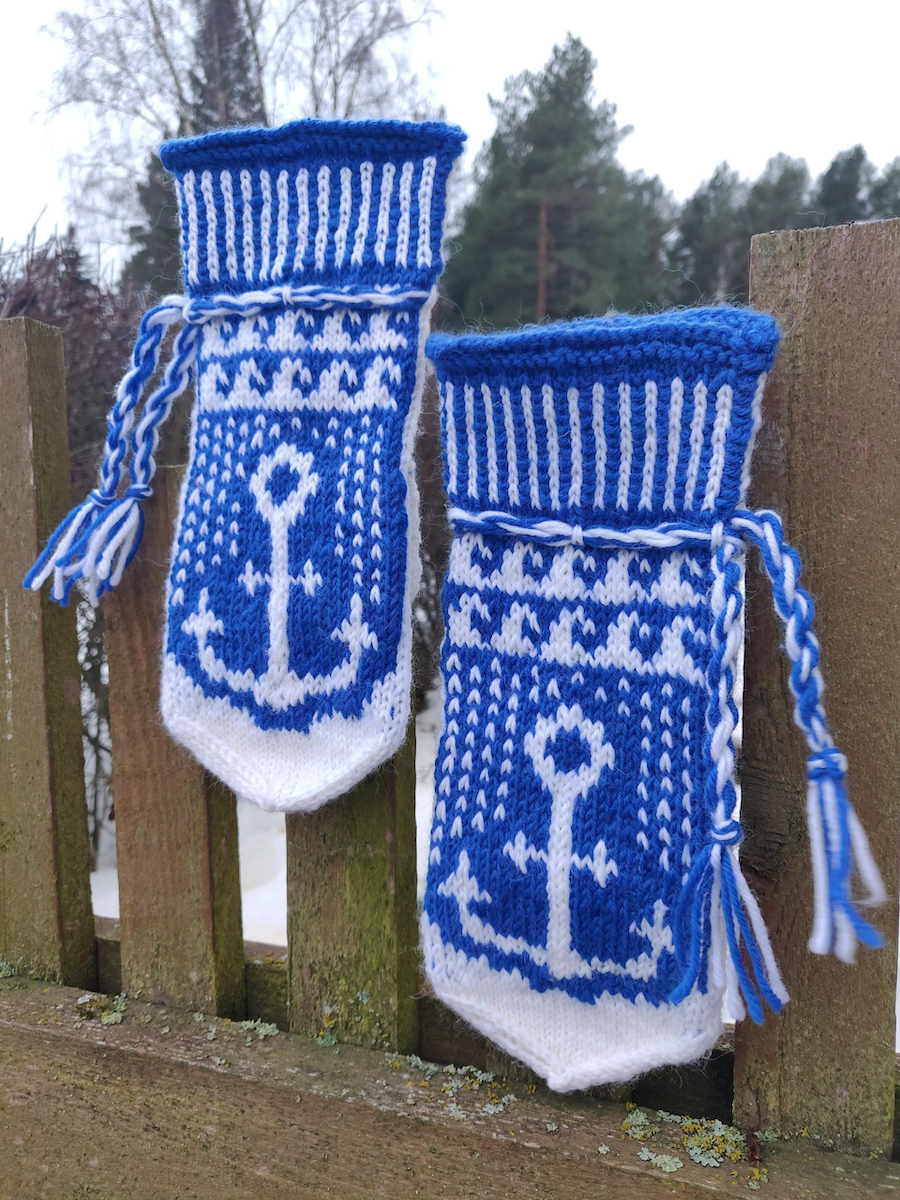 Talvi saaristossa-kirjoneulelapaset, neuleohje