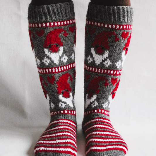 Tonttu-ukko-villasukat, neuleohje