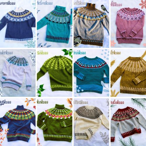 Vuosi neuloen kaarrokeneulepaketti, neuleohjeet