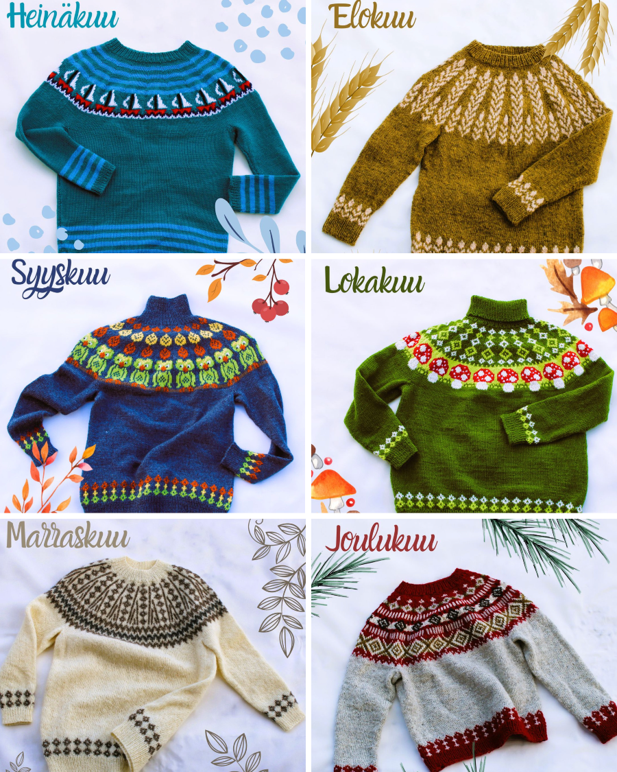 Vuosi neuloen kaarrokeneulepaketti, neuleohjeet