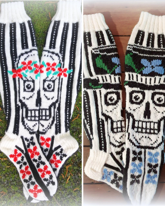 Yhdessä hautaan saakka-kirjoneulesukat, neuleohje