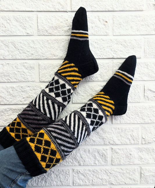 SitruunaSalmiakki-kirjoneulesukat, neuleohje