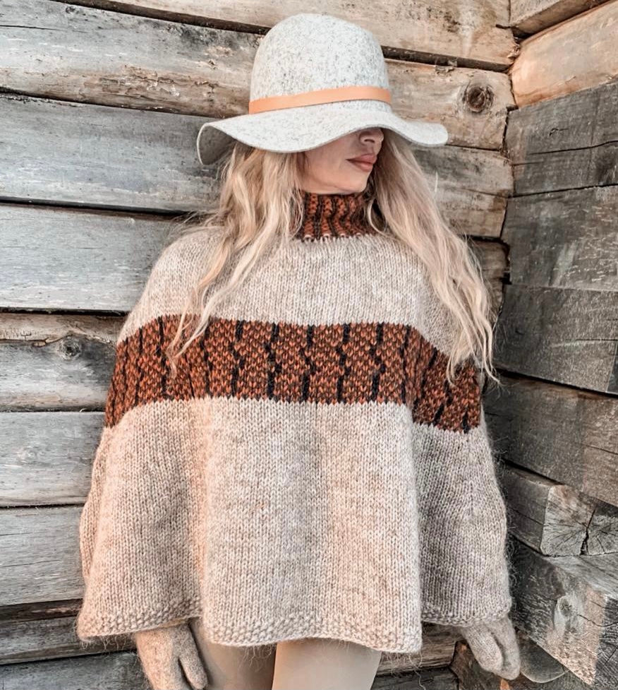Joki-poncho, neuleohje