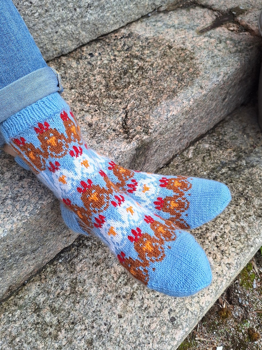 Kotkotukset-kirjoneulesukat, neuleohje