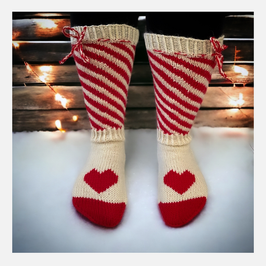 Candy Cane, villasukat, neuleohje