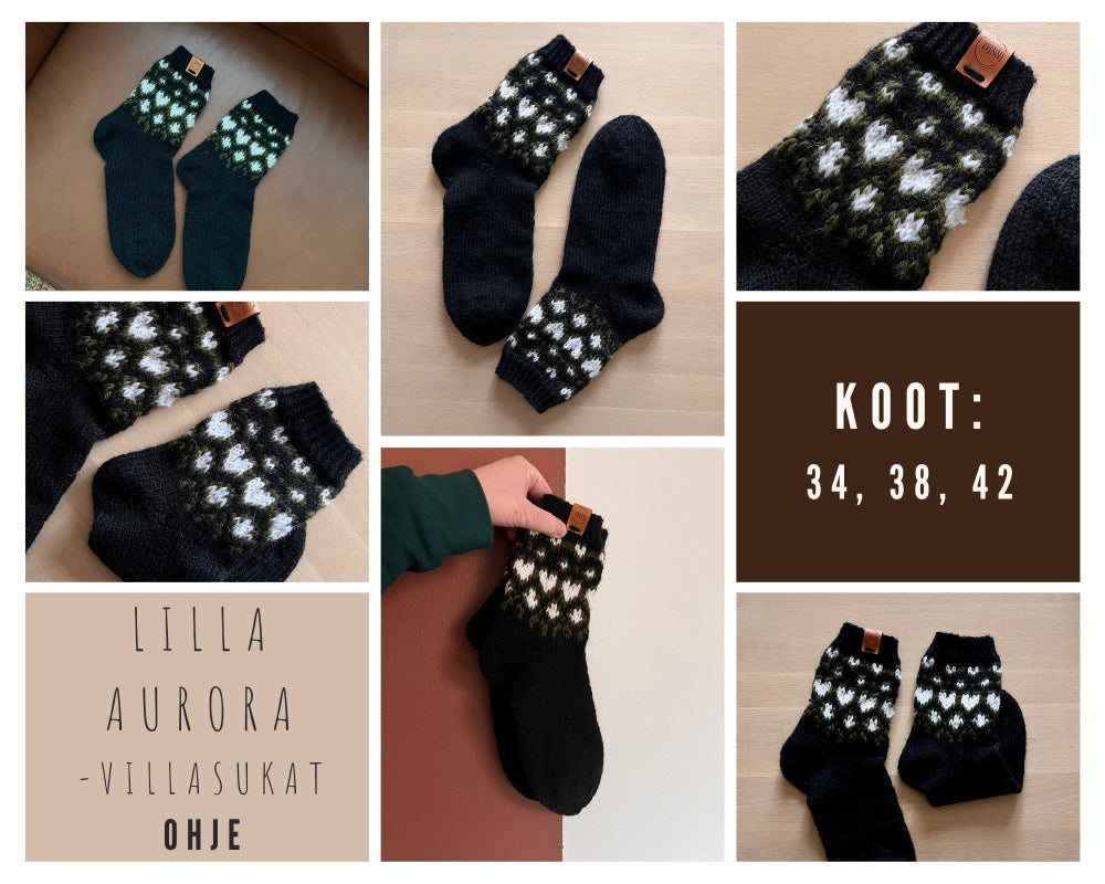 Lilla Aurora-villasukat, neuleohje