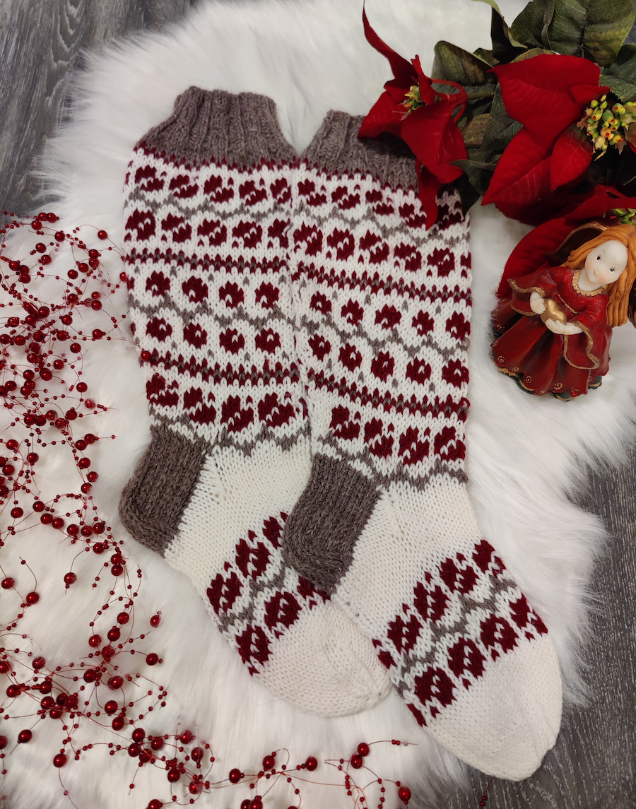 Lumimarja-villasukat, neuleohje