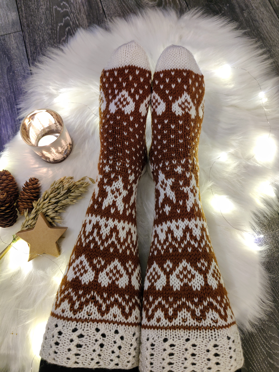 Piparitalo-villasukat, neuleohje