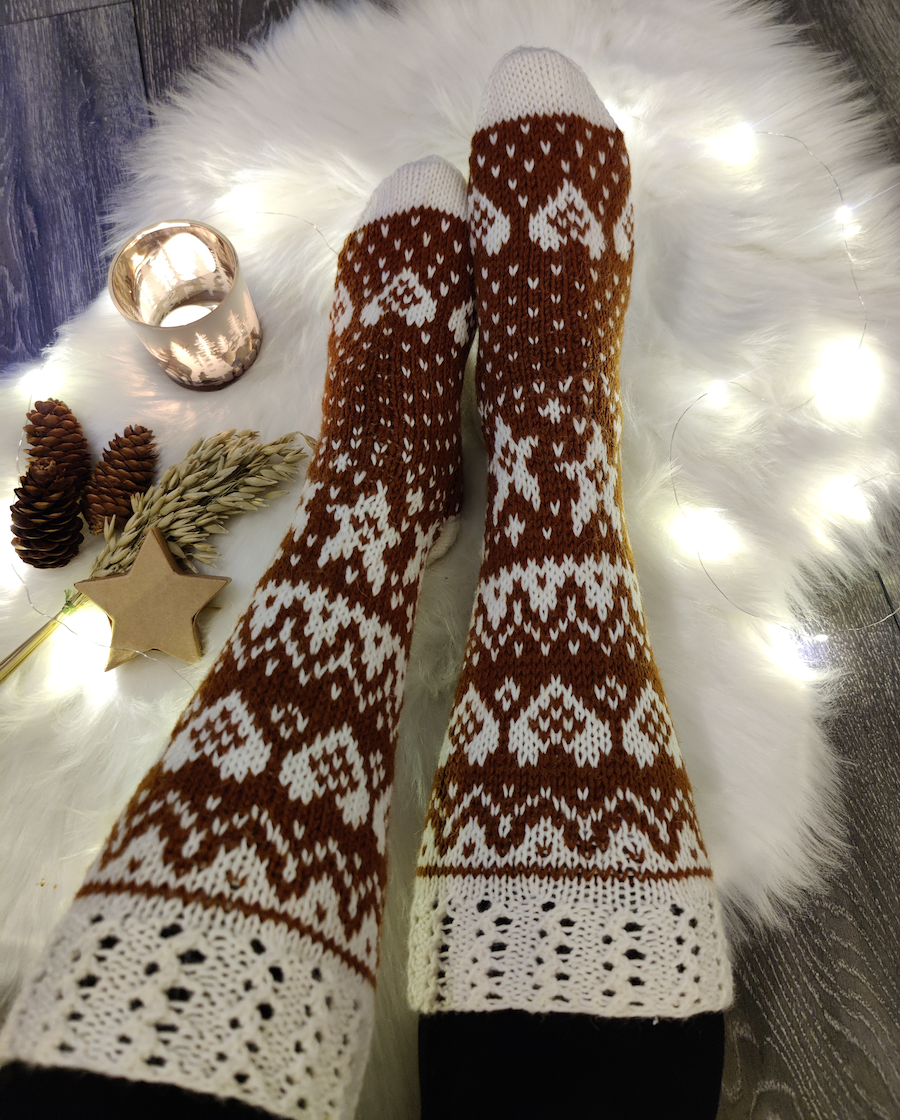 Piparitalo-villasukat, neuleohje