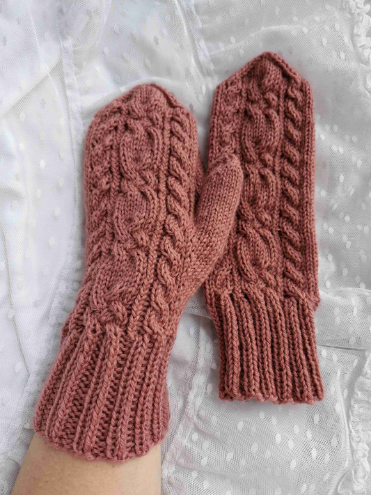 Ruusunnuppu-palmikkolapaset, neuleohje