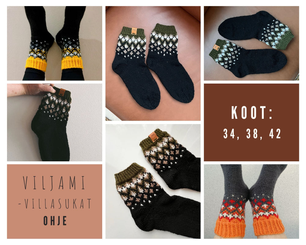 Viljami-villasukat, neuleohje