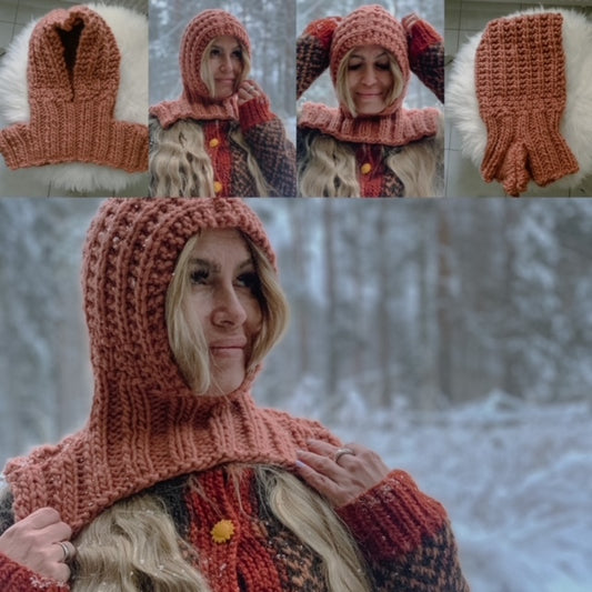 Helga-huppukauluri, neuleohje