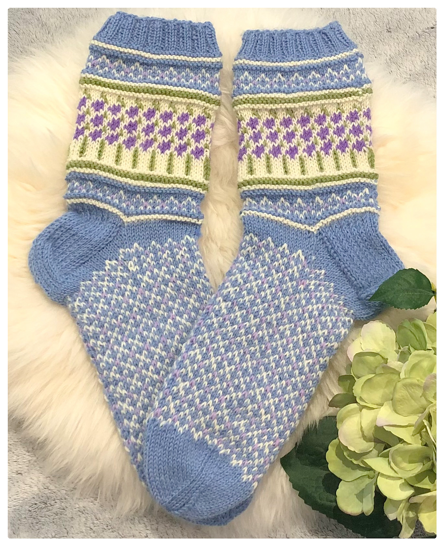 Hiirenvirna-kirjoneulesukat, neuleohje