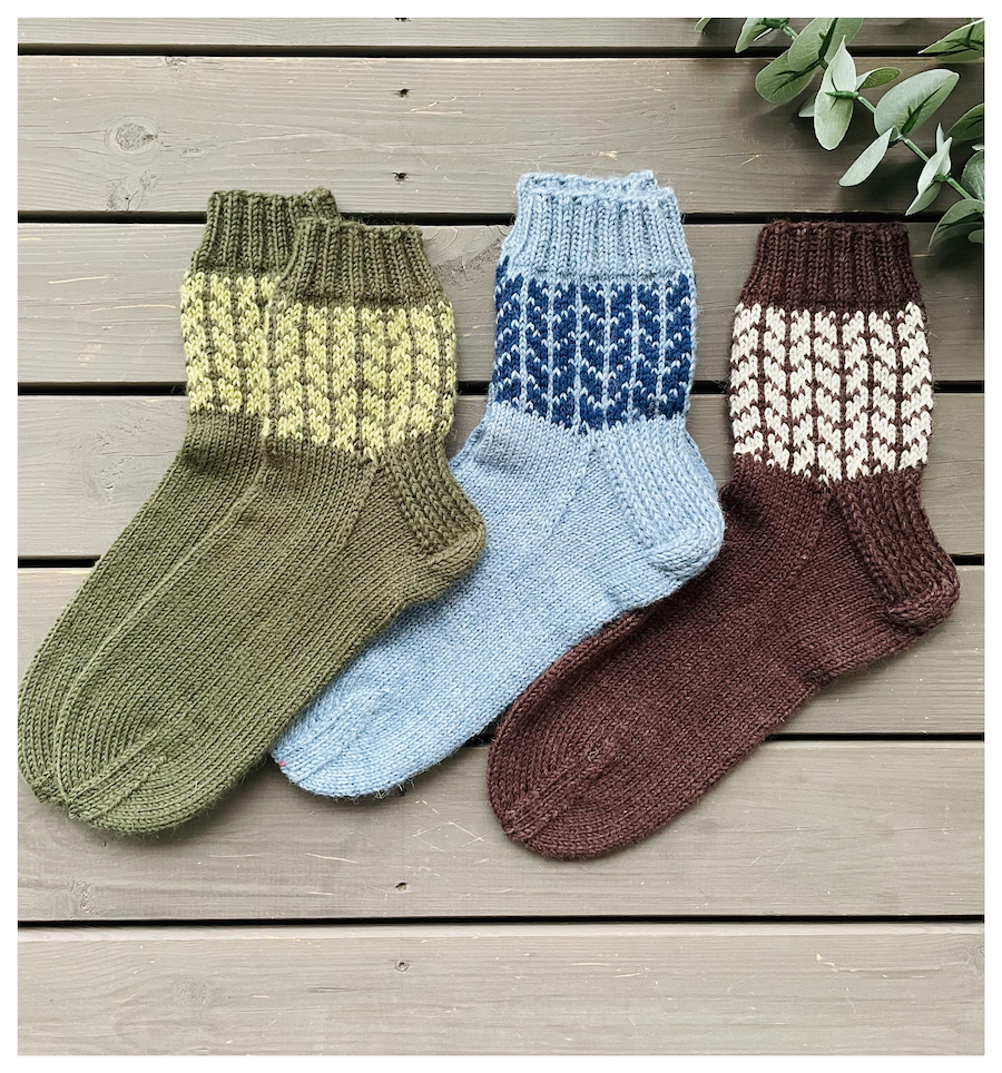 Jäljet-sukat, neuleohje