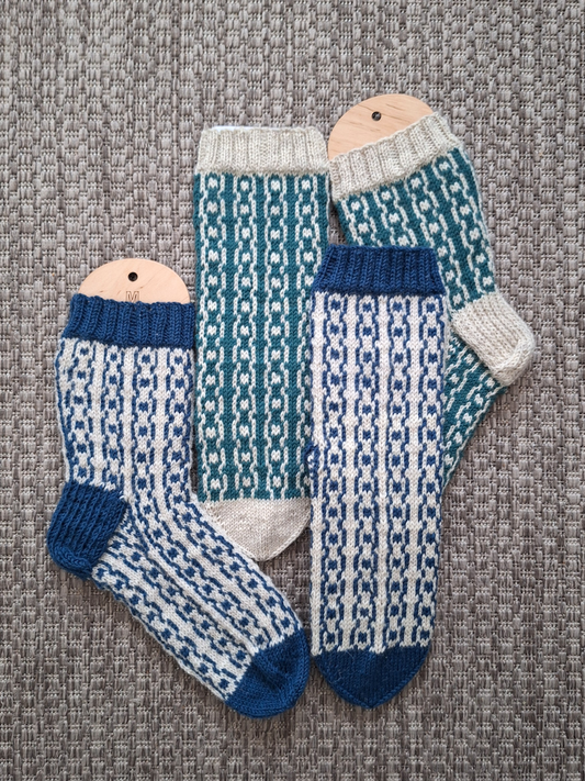 Miesten Ketjuset-sukat, neuleohje