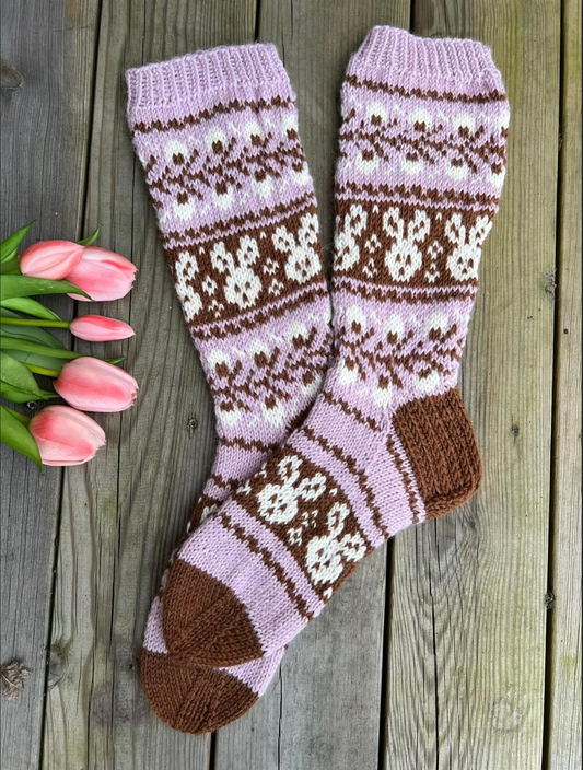 Kevätretki-kirjoneulesukat, neuleohje