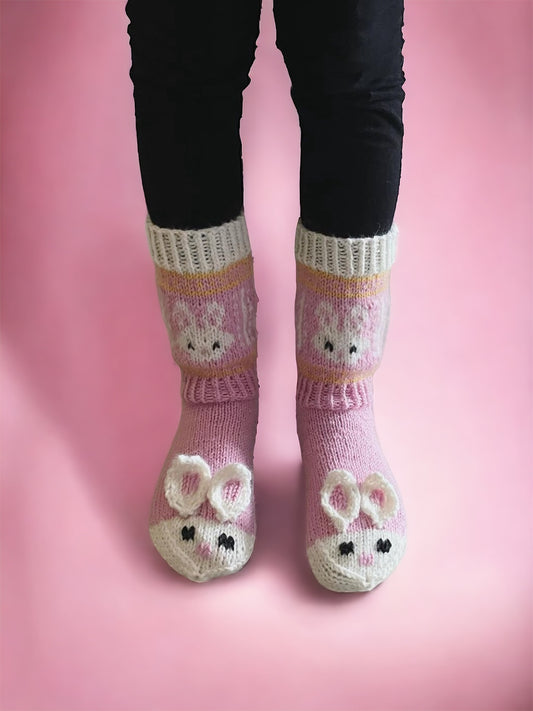 Bunnies-villasukat, neuleohje