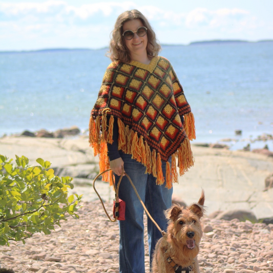 Outono-poncho, neuleohje