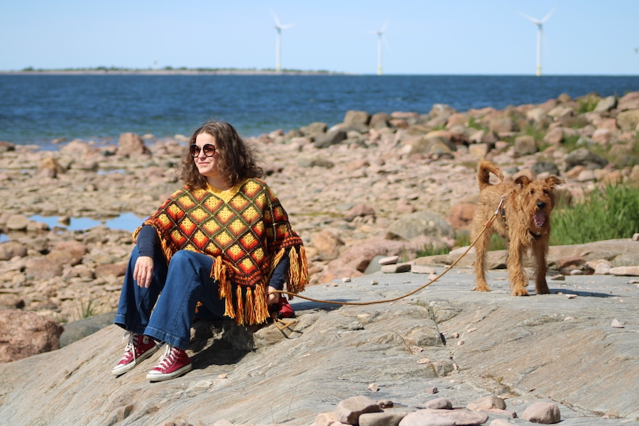 Outono-poncho, neuleohje