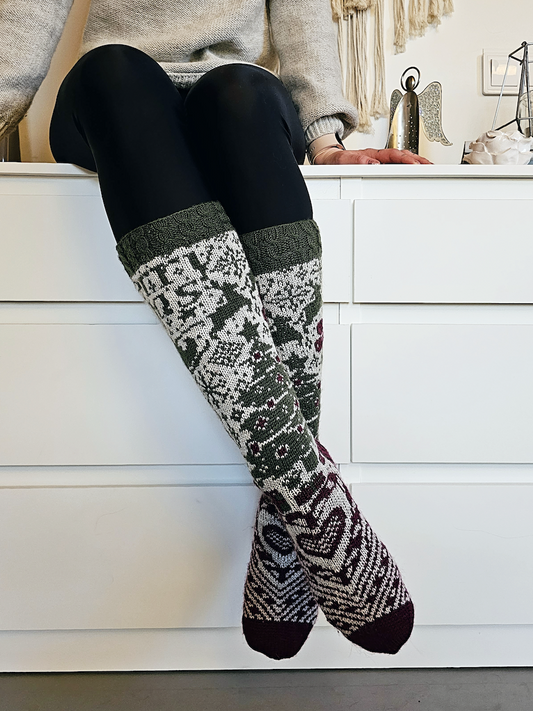 Postia pukilta-villasukat, neuleohje