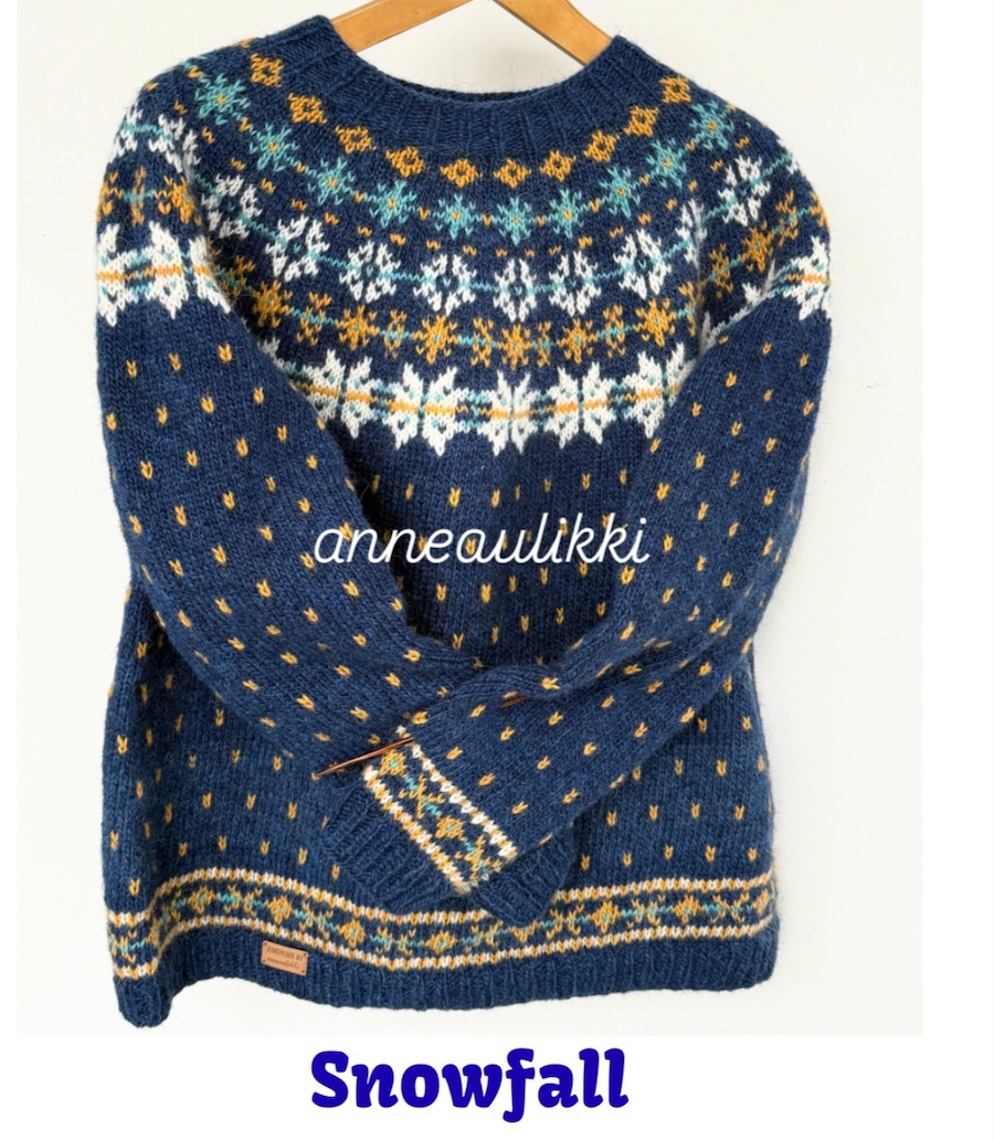 Snowfall-kaarrokeneule, neuleohje