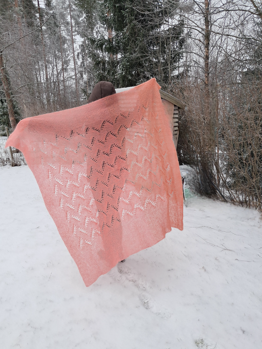 Suuri pitsihuivi, neuleohje