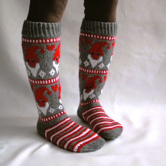 Tonttu-ukko-villasukat, neuleohje